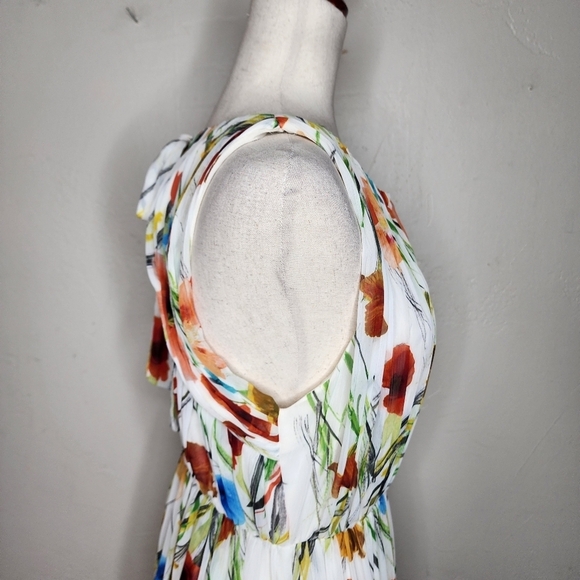 Alice + Olivia Mel Open Back Gathered High-Low Floral Dress Size 10 - Picture 5 of 14